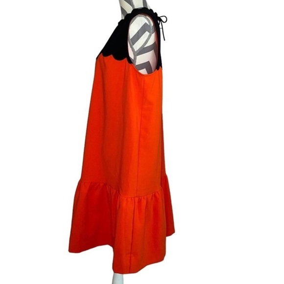 Victoria Beckham x Target Scallop Trim Ruffle Mini Dress Orange & Black Large - Picture 4 of 6